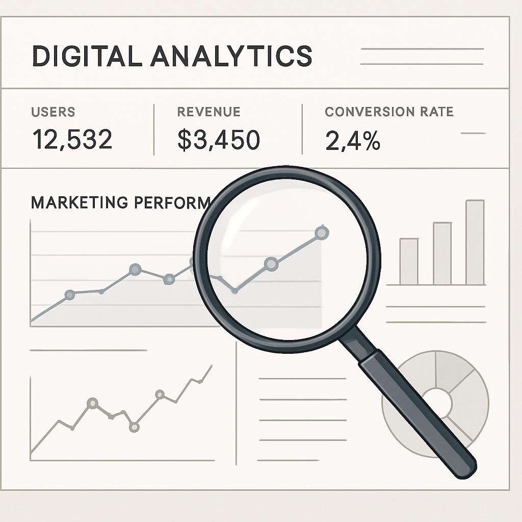 Digital analytics page with statistics.